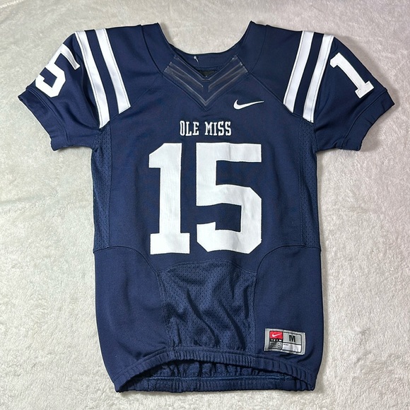 Nike Other - Nike Ole Miss University Boys Football Jersey Navy and White Size Medium #15